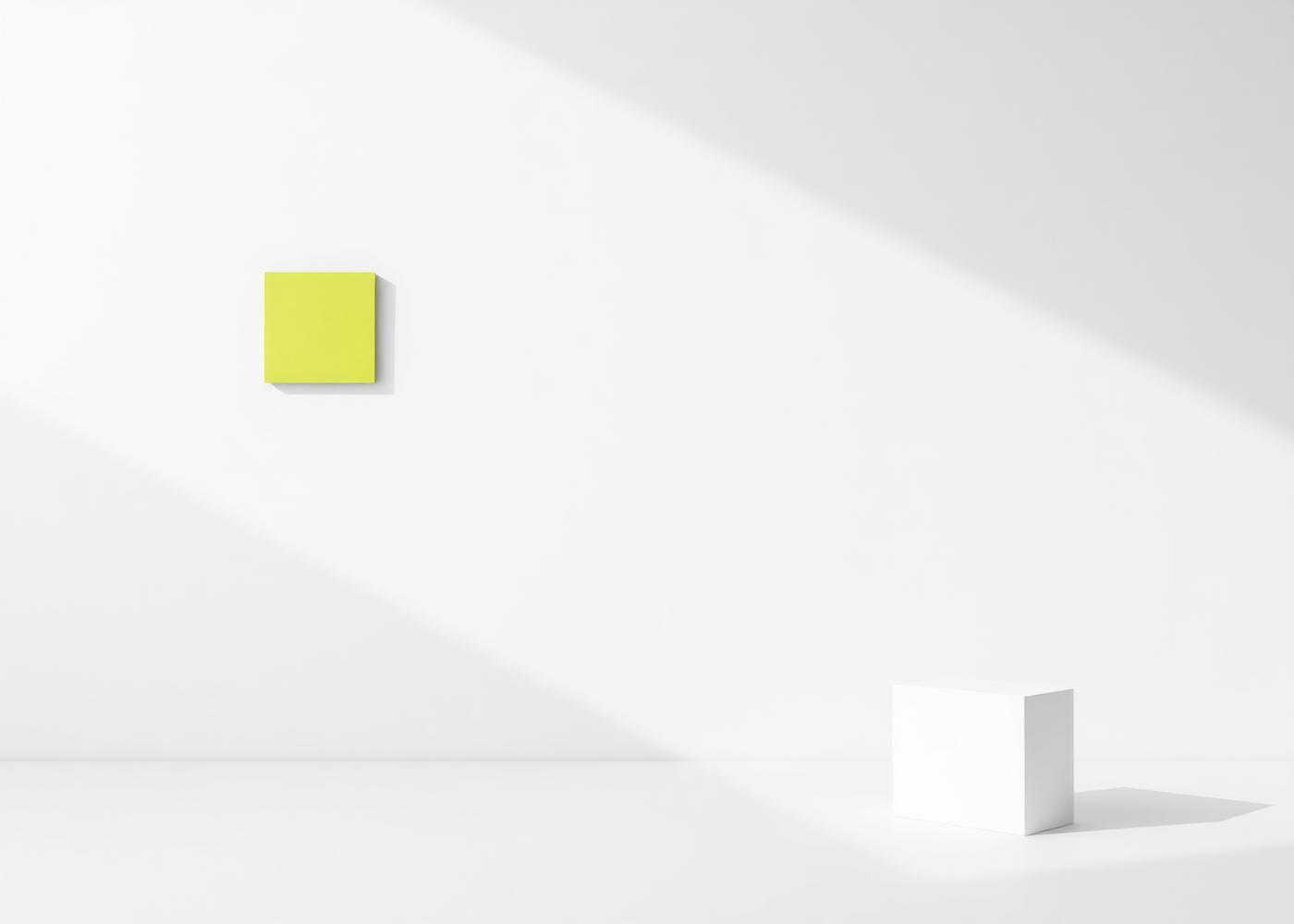 Minimalistisk opstilling med grønt element